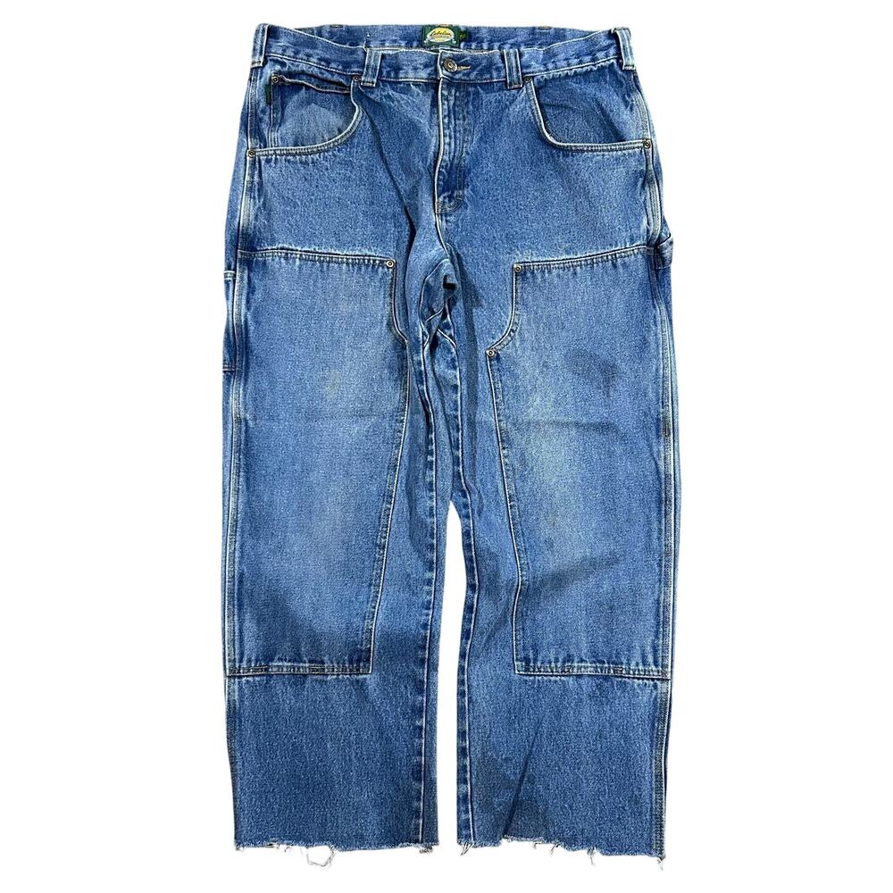 Cabela’s Double Knee Jeans 40x30 Heavy Blue Denim Carpenter Workwear Vintage